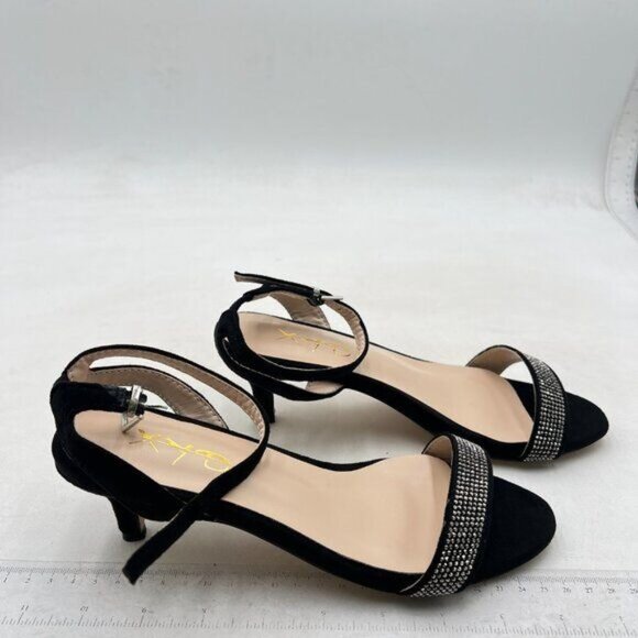 XYD Women Open Toe Ankle Strap Sandals Kitten Heel Rhinestones Studded Buckle - Picture 4 of 8